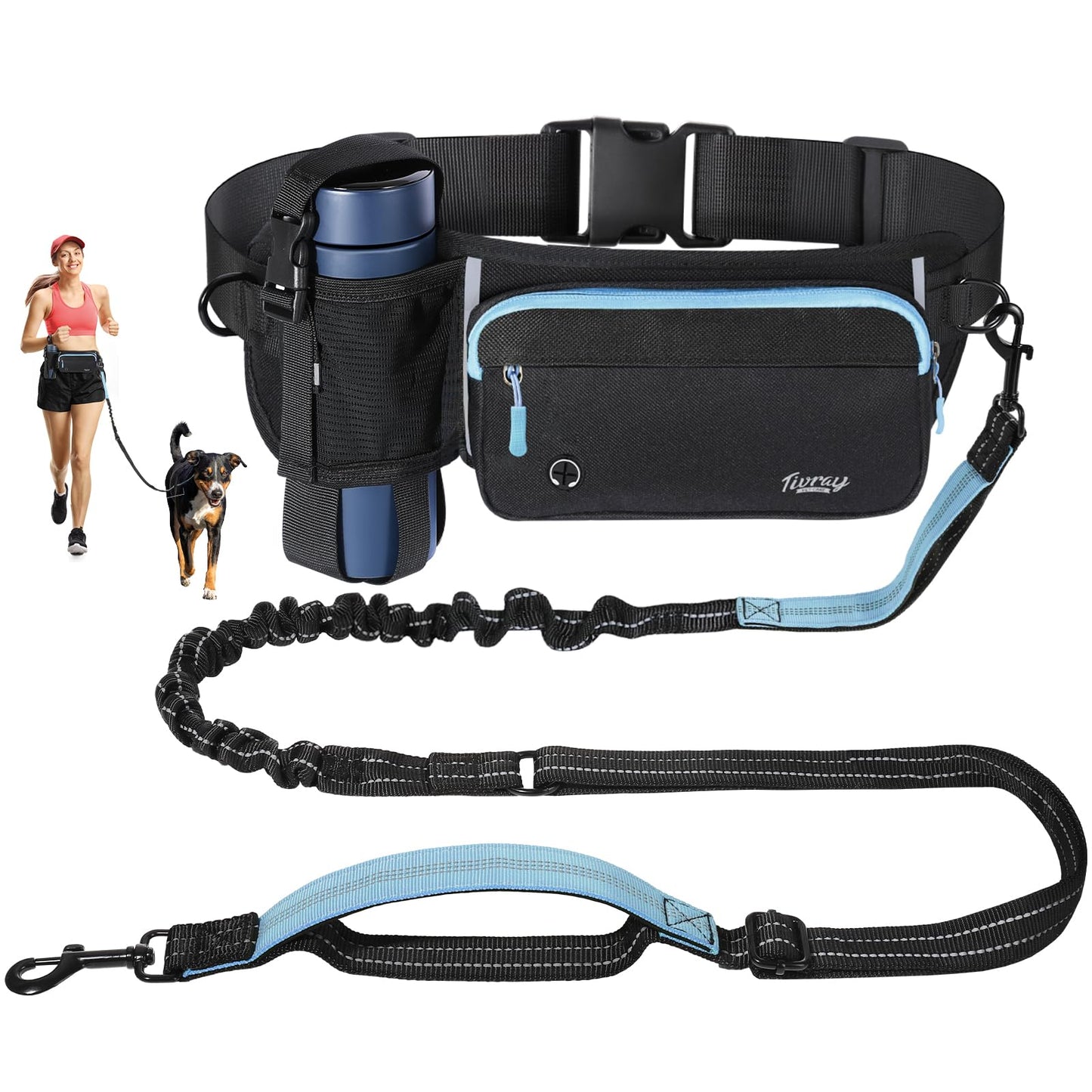 Hands-free dog leash for 2 dogs