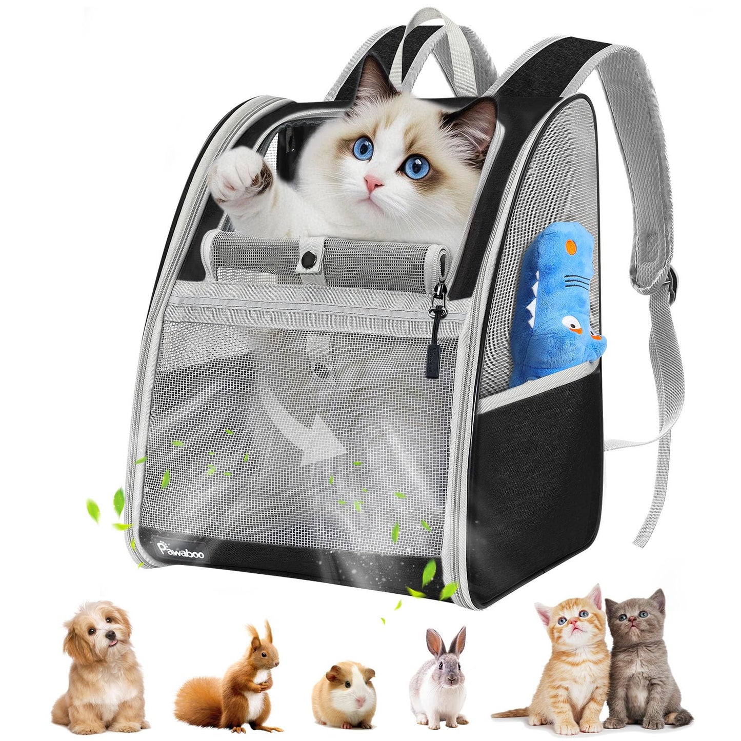 Pawaboo Cat Carrier Backpack, Pet Carrier Backpack for Kitties Small Dogs Puppies