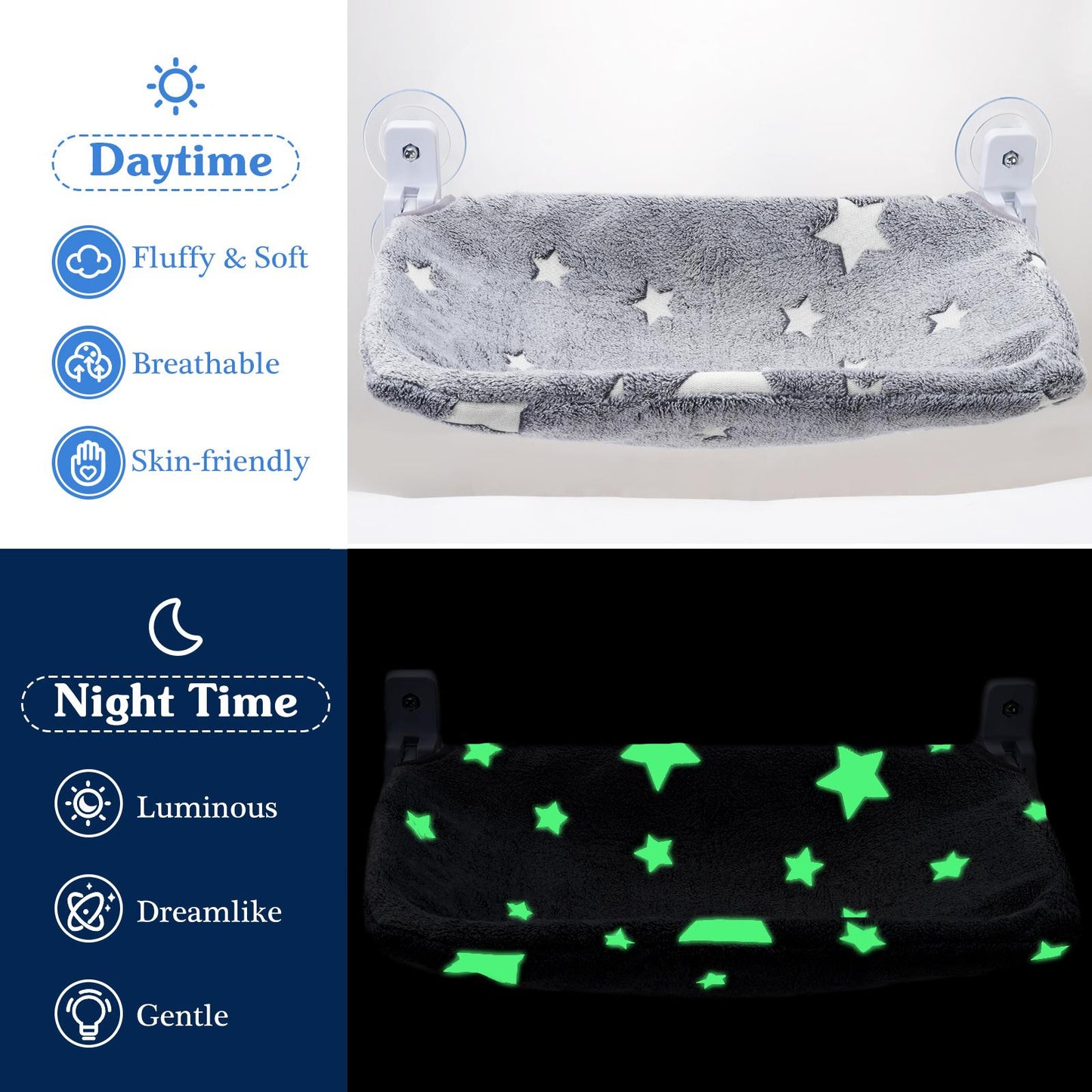 Cat Window Perch with Luminous Bed, Foldable Cats Hammock with Strong Suction Cups