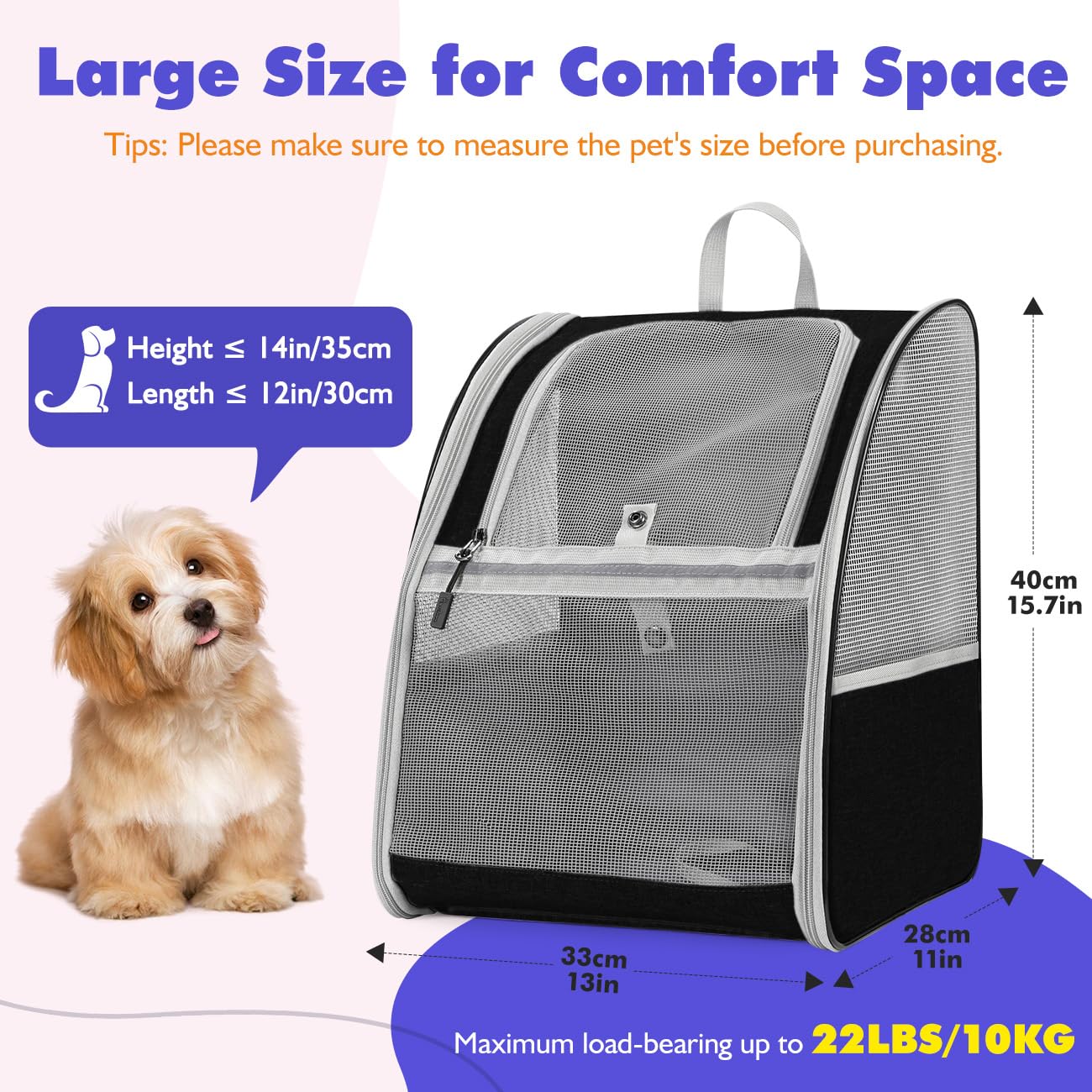 Pawaboo Cat Carrier Backpack, Pet Carrier Backpack for Kitties Small Dogs Puppies