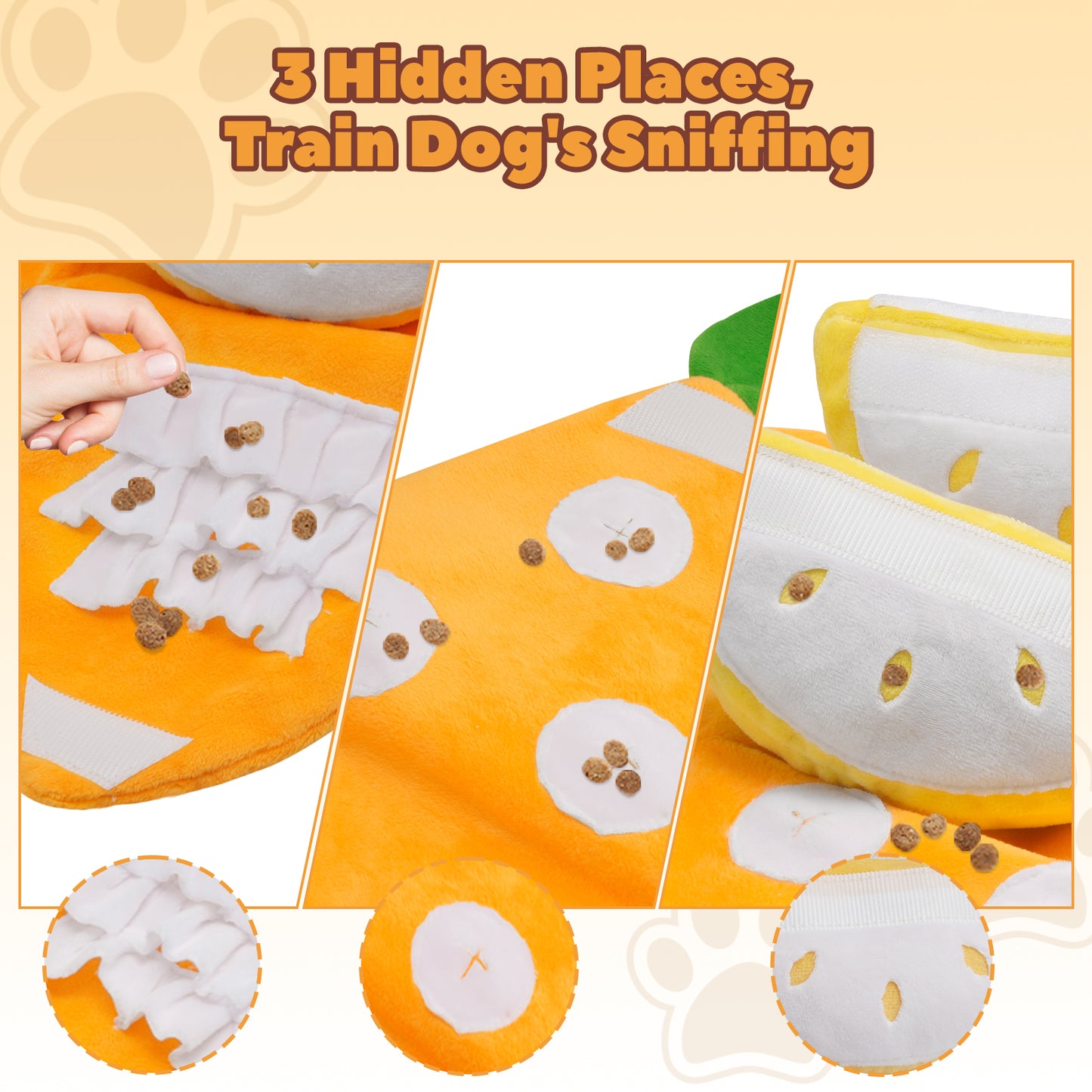 Pawaboo Hide and Seek Dog Toy, Plush Squeaky Puzzle for Sniffing & IQ Training