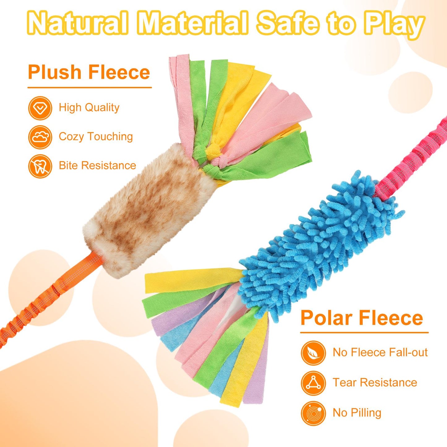 Pawaboo Plush Dog Chew Toy with Elastic Handle, Soft Polar Fleece