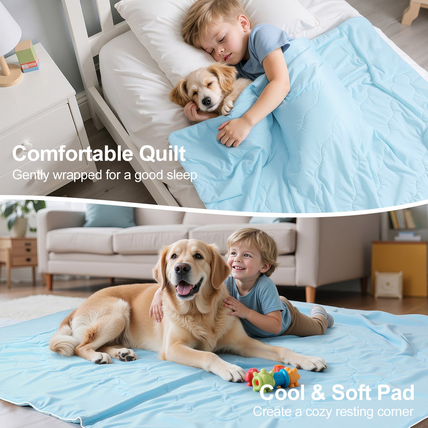 Pawaboo Cooling Dog Blanket, Washable Summer Quilt for Pets & Humans