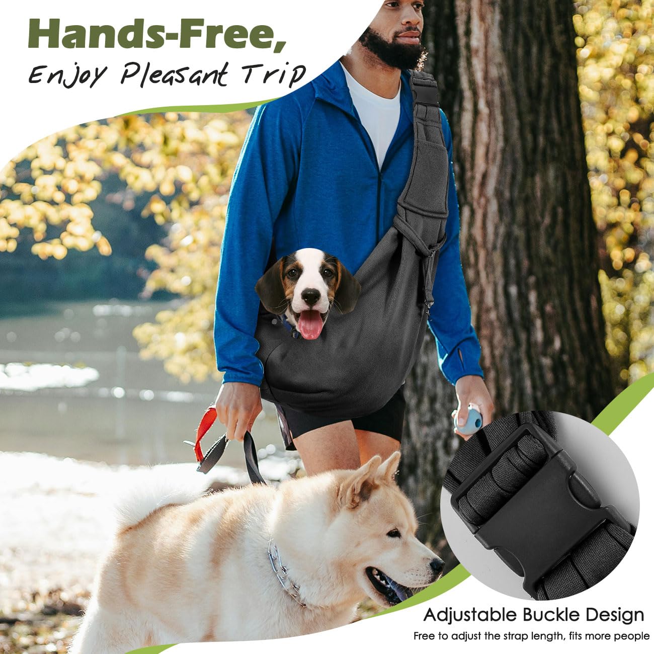 Pawaboo Pet Carrier Sling, Adjustable Shoulder Strap Dog & Cat Carrier with Pocket and Safety Belt, Washable