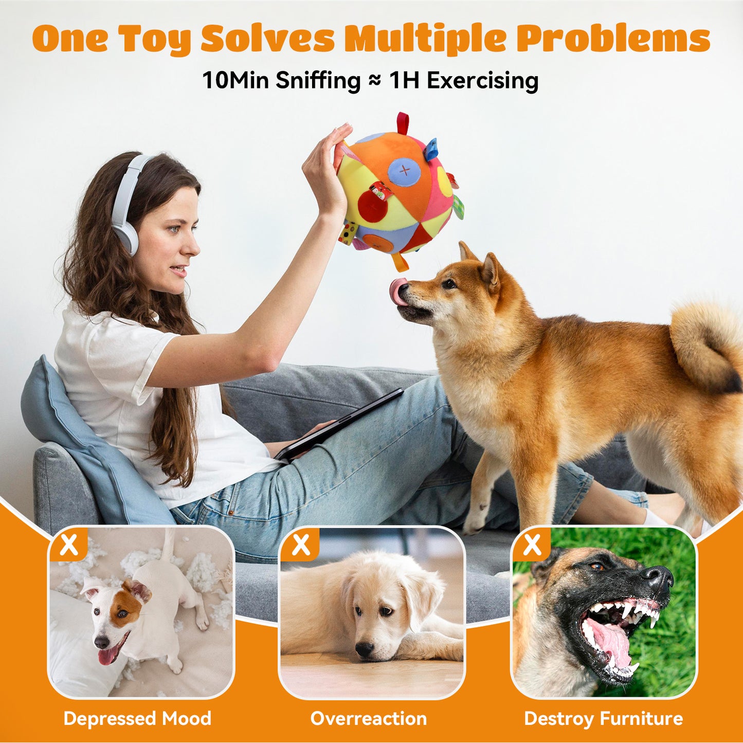 Pawaboo Dog Treat Ball, Snuffle Feeding Toy for Slow Eating