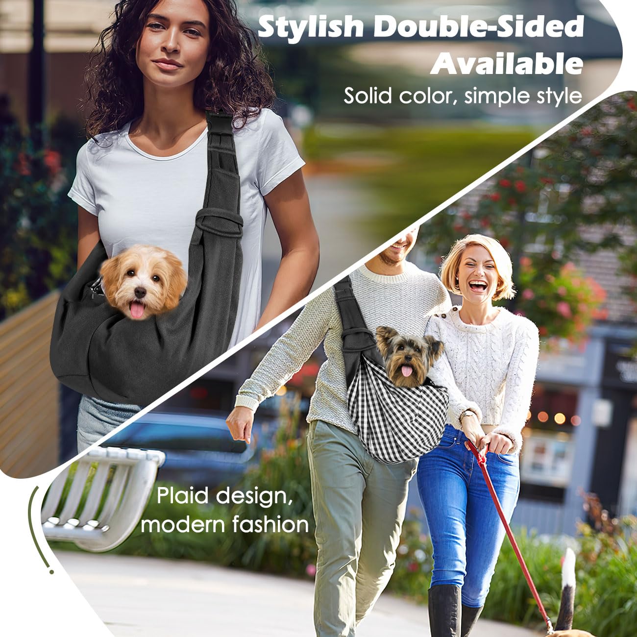 Pawaboo Pet Carrier Sling, Adjustable Shoulder Strap Dog & Cat Carrier with Pocket and Safety Belt, Washable