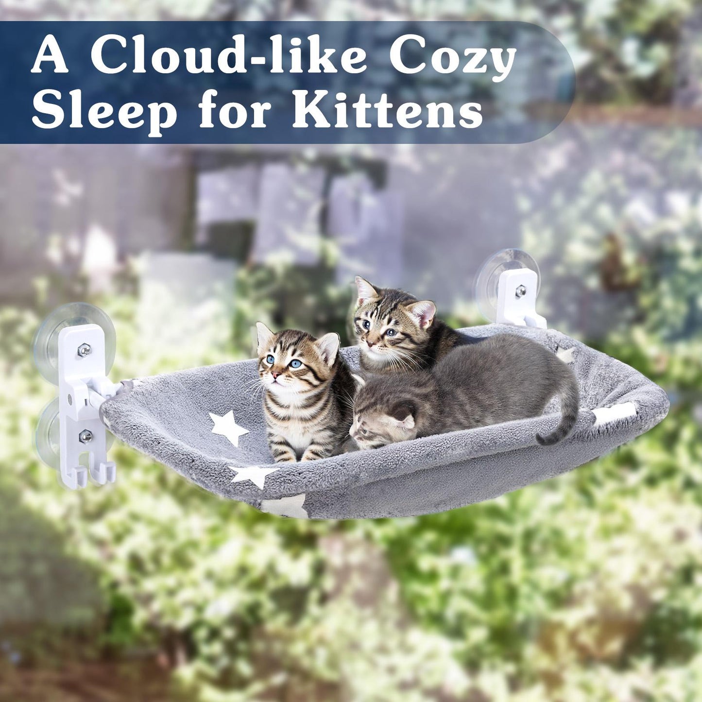 Cat Window Perch with Luminous Bed, Foldable Cats Hammock with Strong Suction Cups