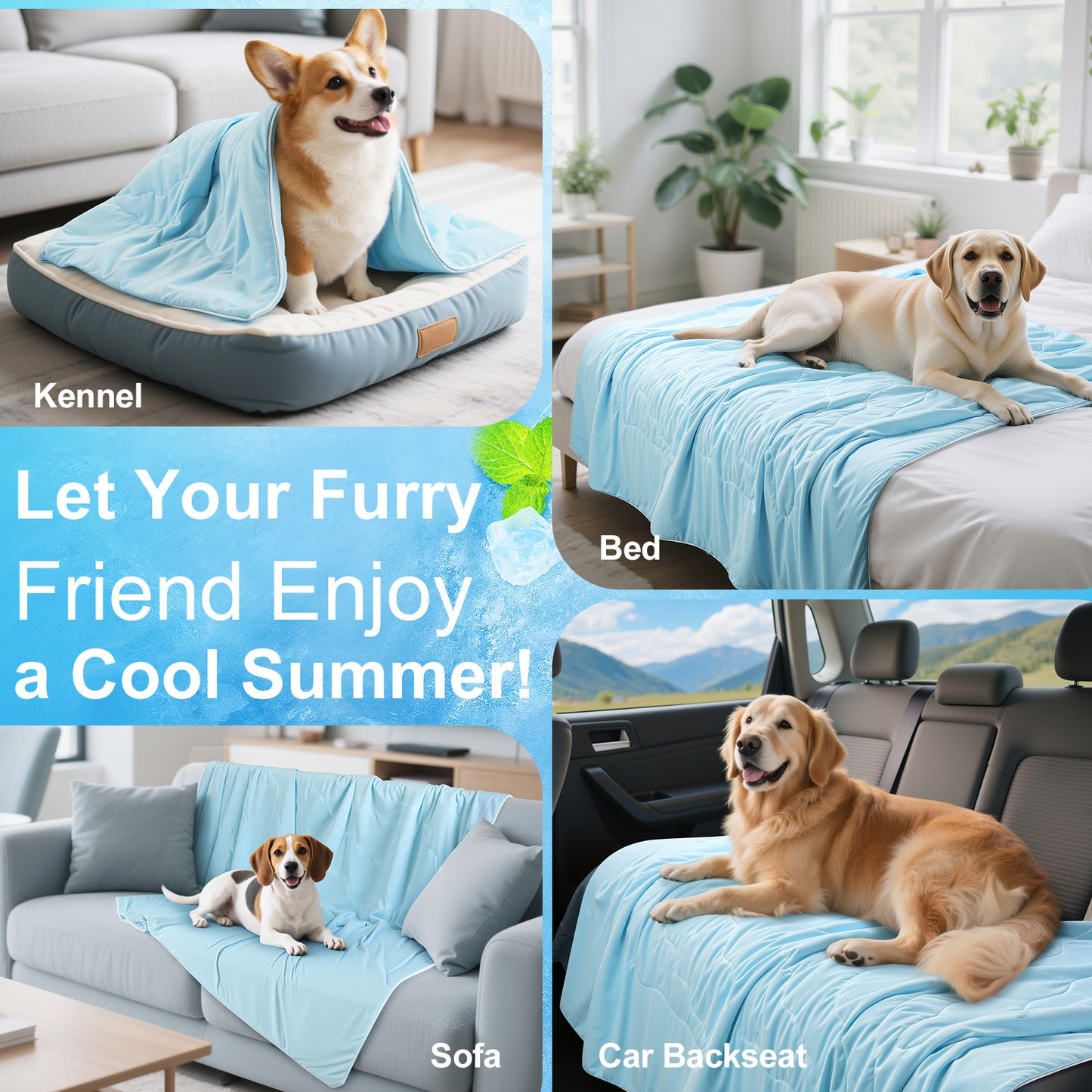 Pawaboo Cooling Dog Blanket, Washable Summer Quilt for Pets & Humans