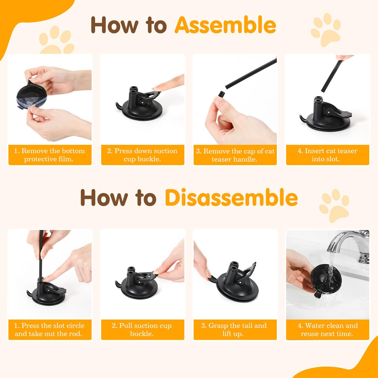 Pawaboo Cat Feather Toys, Interactive Wand with Suction Cup, 2 Spring Rods & 7 Teaser Refills