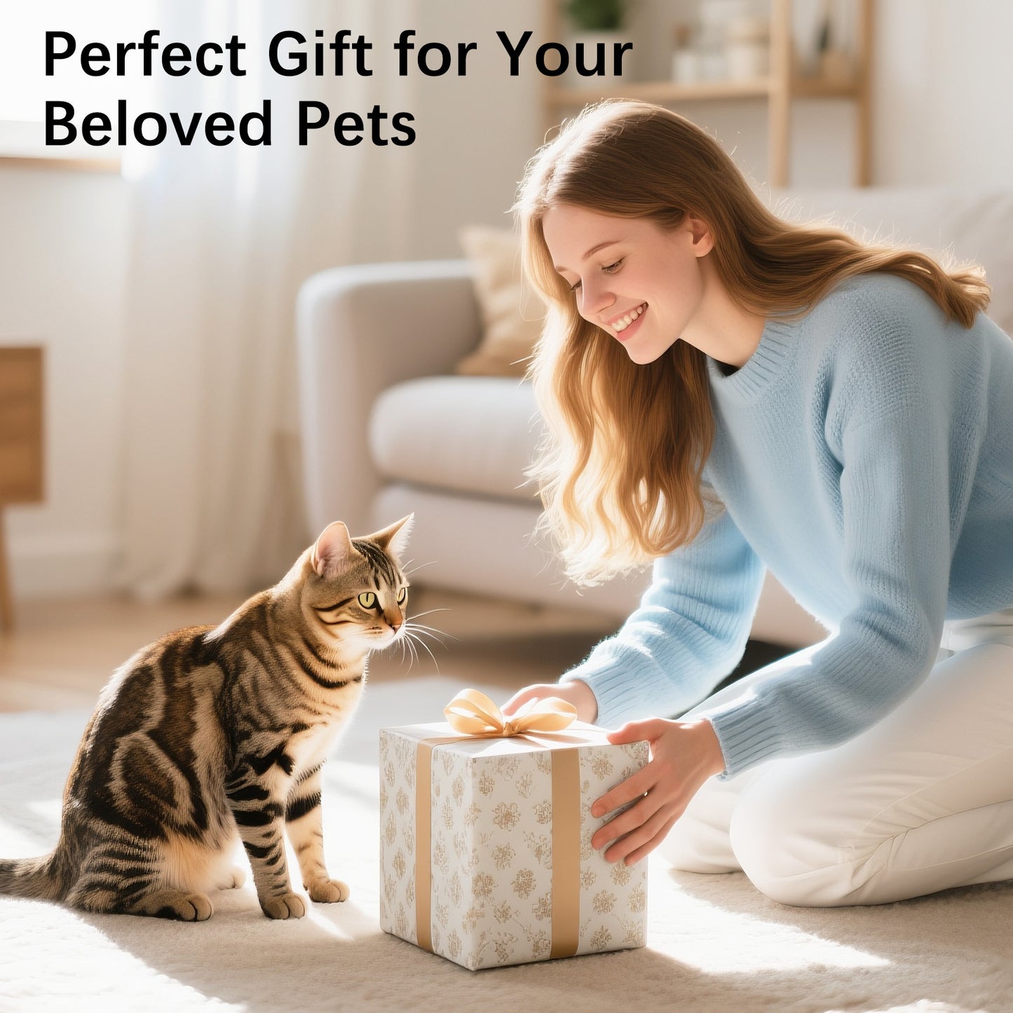 Pawaboo 4-in-1 Cat Scratching Post 9.45" – Sisal Scratch Tower with Hanging Ball & Track Balls