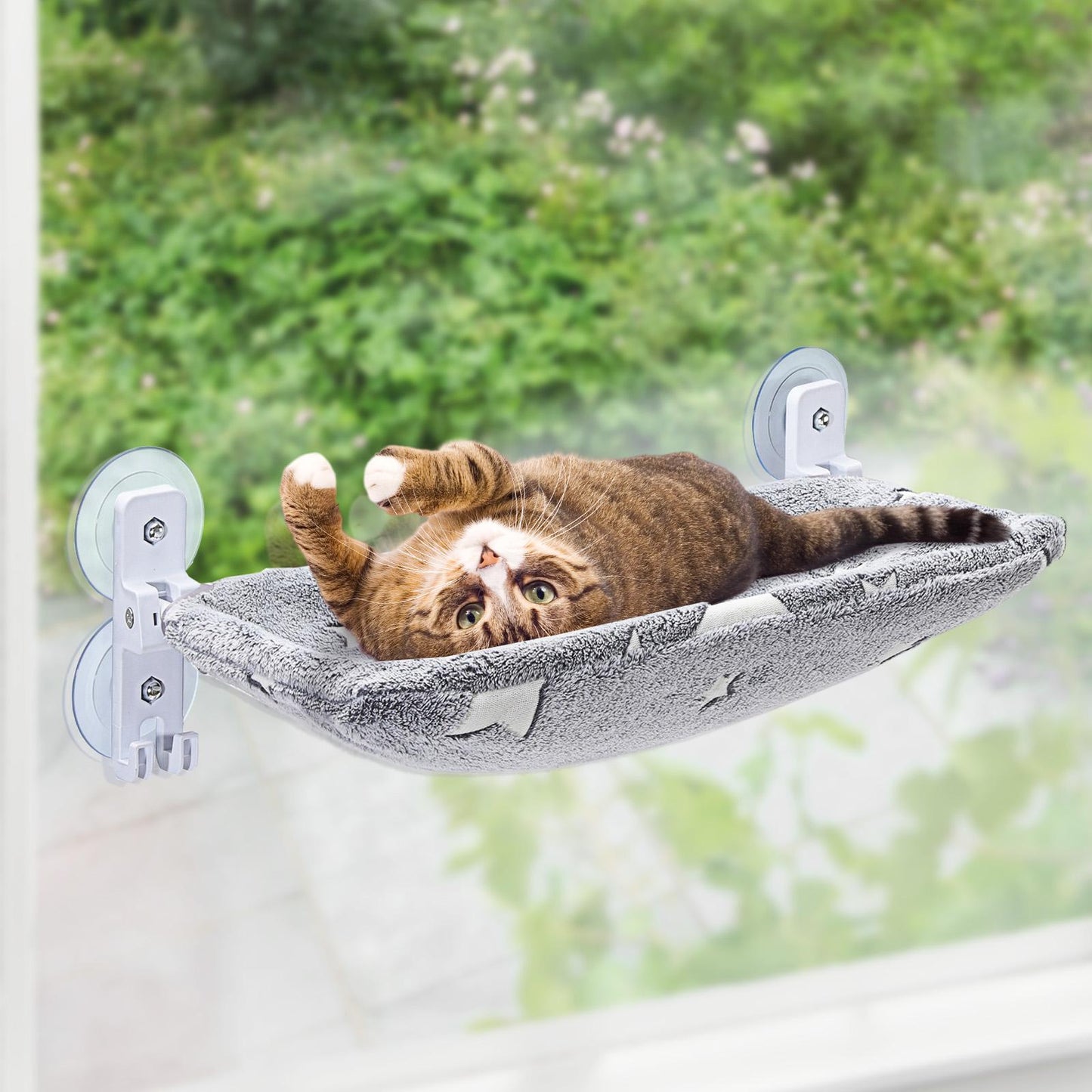 Cat Window Perch with Luminous Bed, Foldable Cats Hammock with Strong Suction Cups