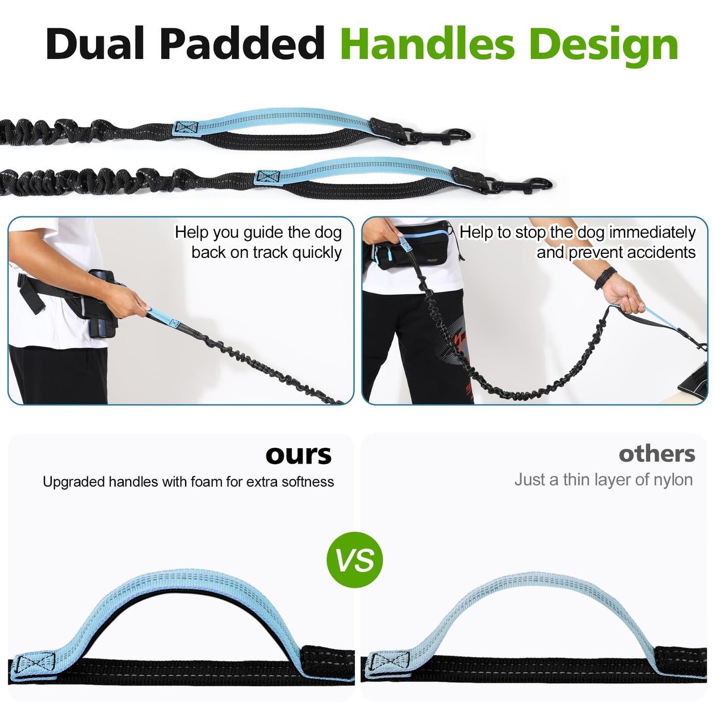 Hands-free dog leash for 2 dogs