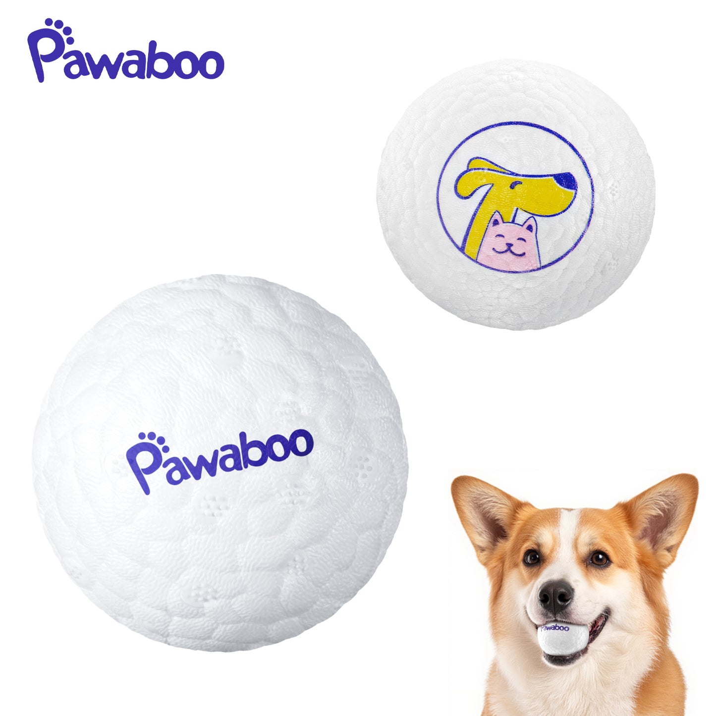 Pawaboo Dog Balls for Aggressive Chewers, Indestructible Teething Tennis Balls