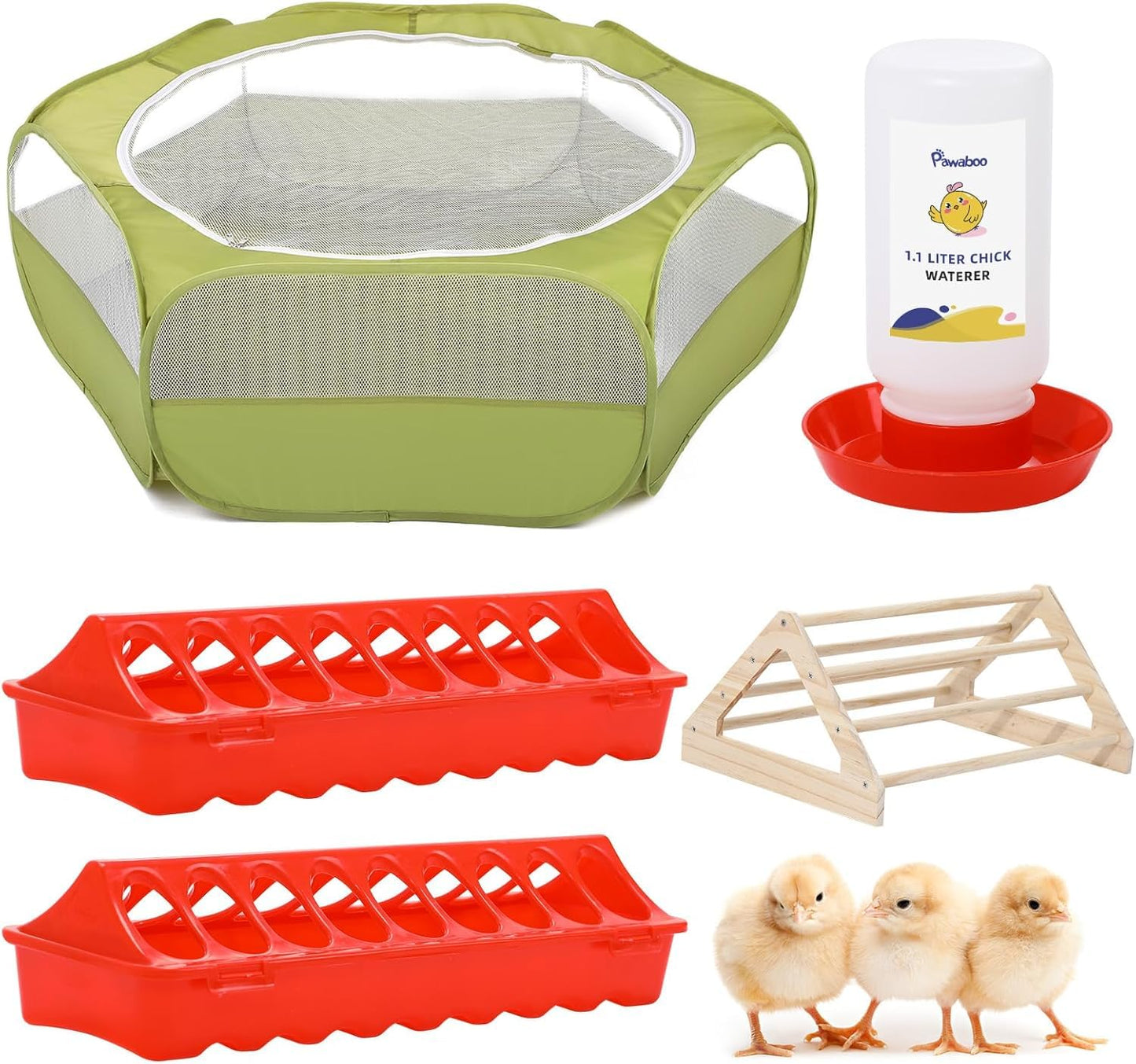 Pawaboo 5-in-1 Chicken Brooder Box for Chick Starter Kit, Includes Pet Cage Tent, Chicks Perch