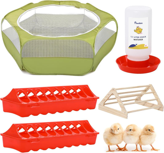 Pawaboo 5-in-1 Chicken Brooder Box for Chick Starter Kit, Includes Pet Cage Tent, Chicks Perch