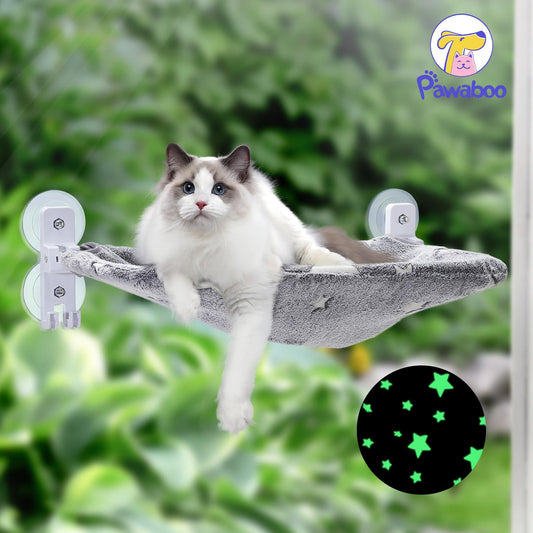 Cat Window Perch with Luminous Bed, Foldable Cats Hammock with Strong Suction Cups