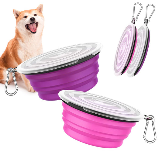 Pawaboo 2-Pack Collapsible Dog Bowls – Portable Silicone Food