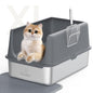 Pawaboo Stainless Steel Cat Litter Box with Lid, Large 24"x16"x13" High Sided Metal Litter Pan