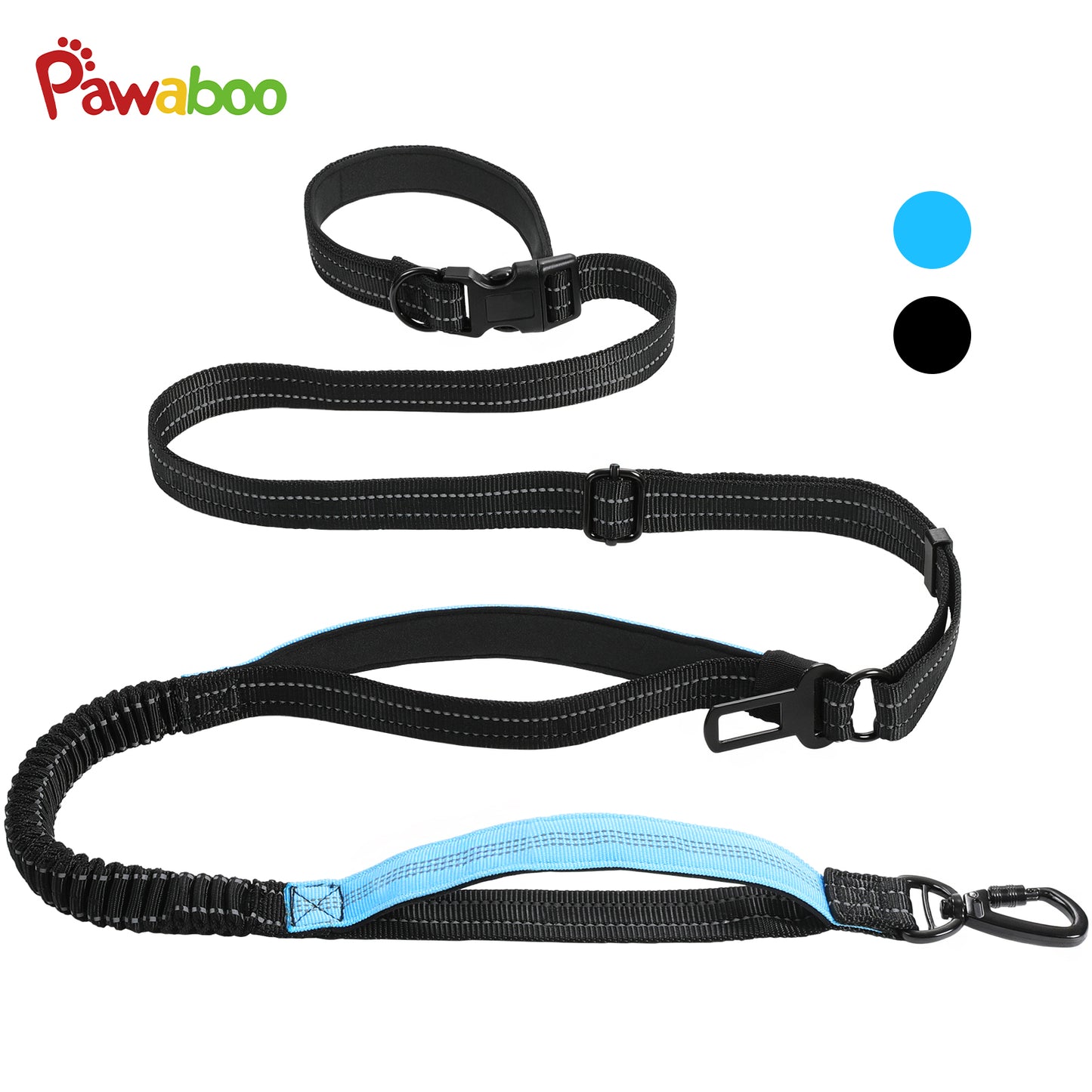 Pawaboo Hands-Free Dog Leash & Car Seatbelt Shockproof Bungee, Crossbody Design