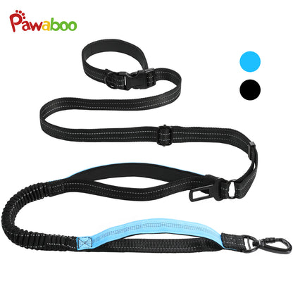 Pawaboo Hands-Free Dog Leash & Car Seatbelt Shockproof Bungee, Crossbody Design