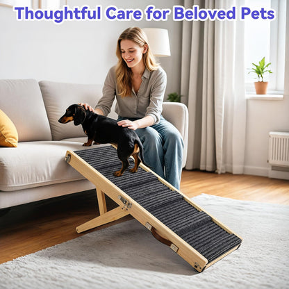 Dog Ramp for Couch & Bed, Foldable Pet Ramp with 4 Adjutable Nstable Heights (13"-21")