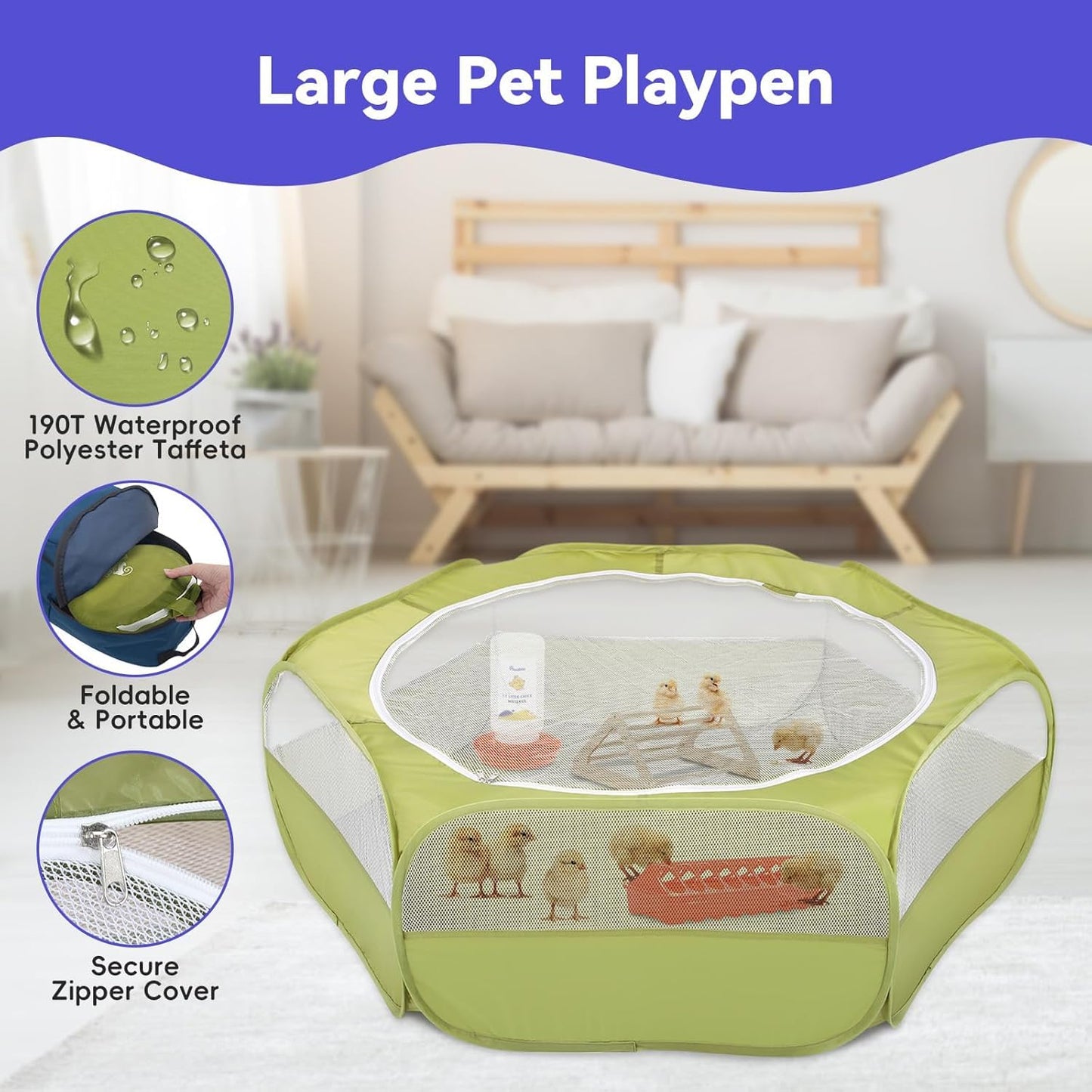 Pawaboo 5-in-1 Chicken Brooder Box for Chick Starter Kit, Includes Pet Cage Tent, Chicks Perch