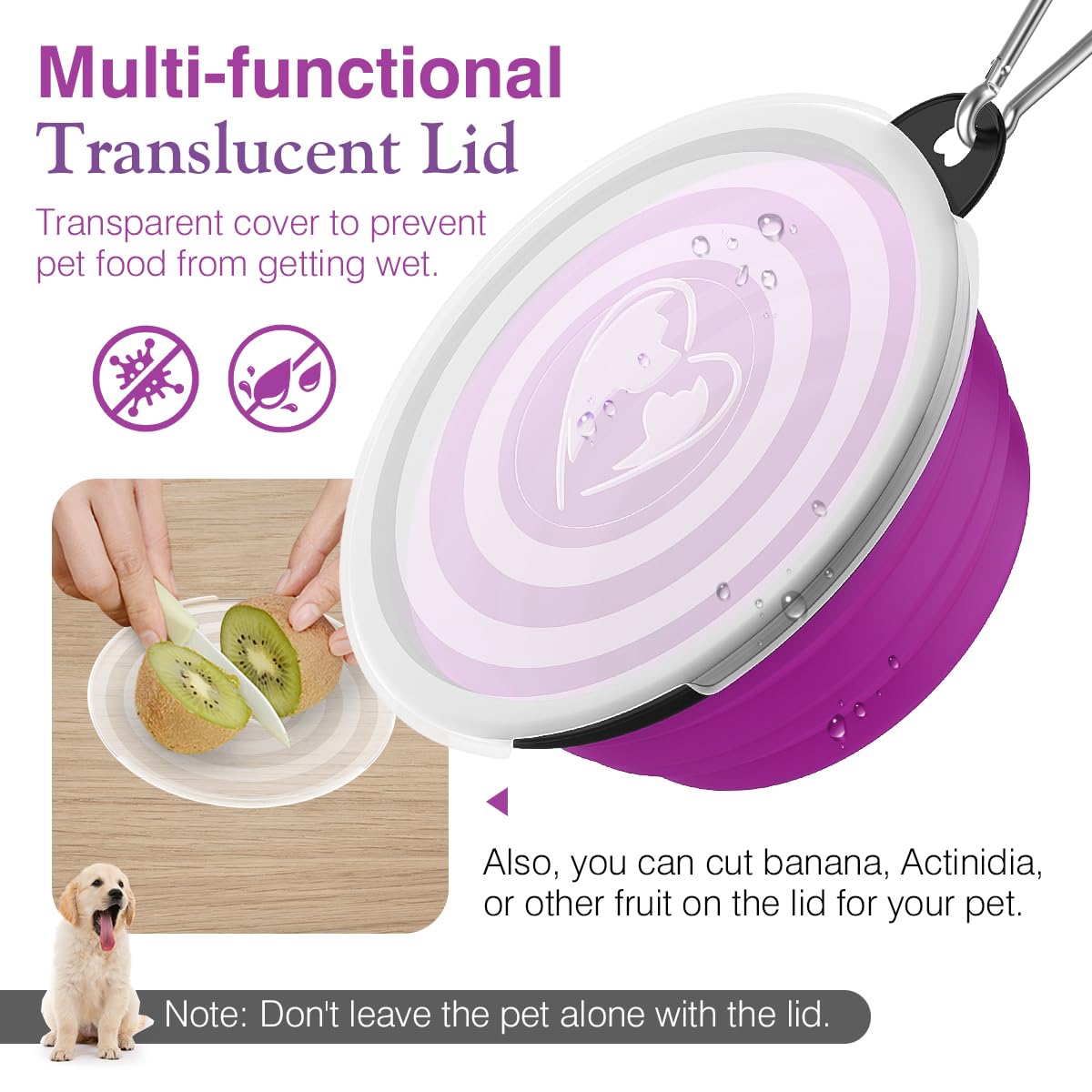 Pawaboo 2-Pack Collapsible Dog Bowls – Portable Silicone Food