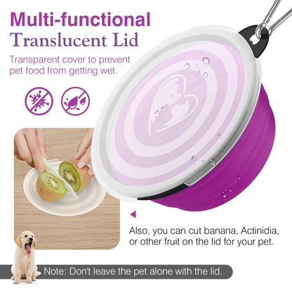 Pawaboo 2-Pack Collapsible Dog Bowls – Portable Silicone Food