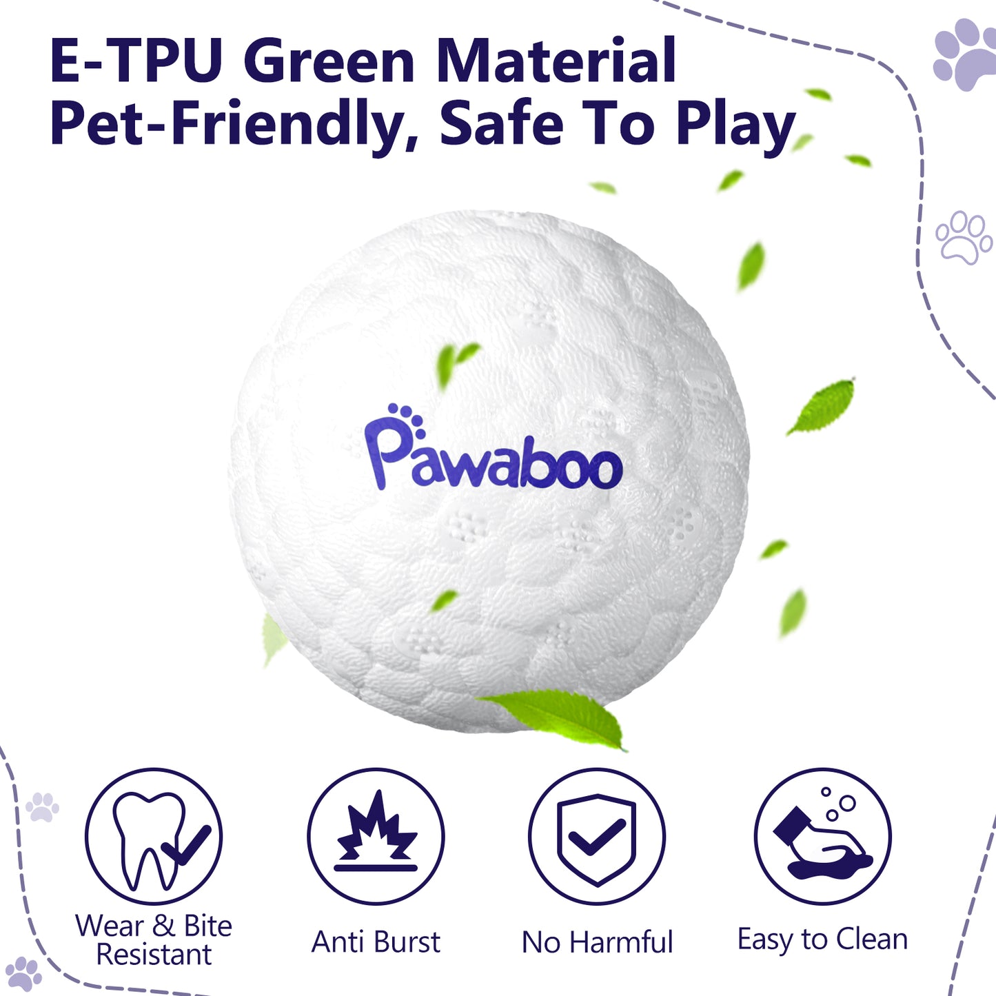 Pawaboo Dog Balls for Aggressive Chewers, Indestructible Teething Tennis Balls