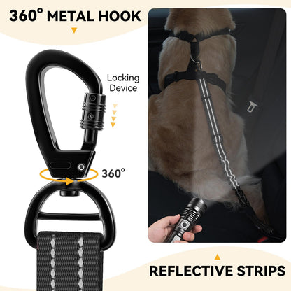 Pawaboo 2Pack Dog Seatbelt for Car, 3-in-1 Dog Car Seat Belt Bungee