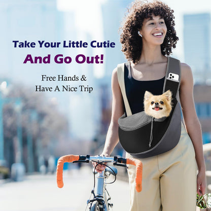 Pawaboo Sling Carrier, Hands Free Mesh Crossbody Bag with Adjustable Strap & Pocket