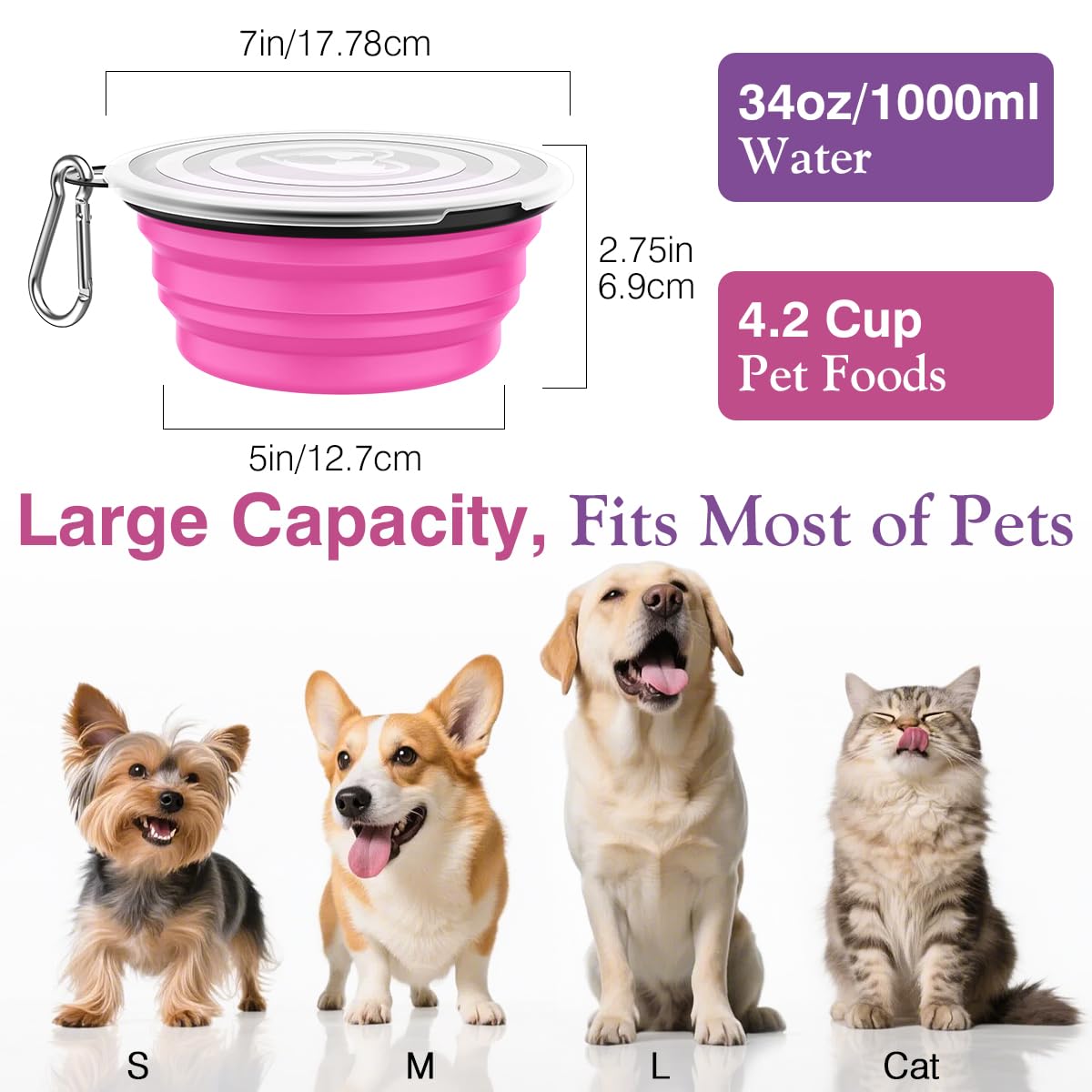 Pawaboo 2-Pack Collapsible Dog Bowls – Portable Silicone Food