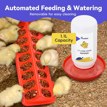 Pawaboo 5-in-1 Chicken Brooder Box for Chick Starter Kit, Includes Pet Cage Tent, Chicks Perch