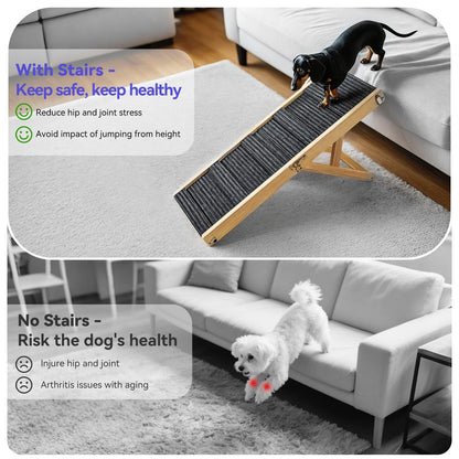 Dog Ramp for Couch & Bed, Foldable Pet Ramp with 4 Adjutable Nstable Heights (13"-21")