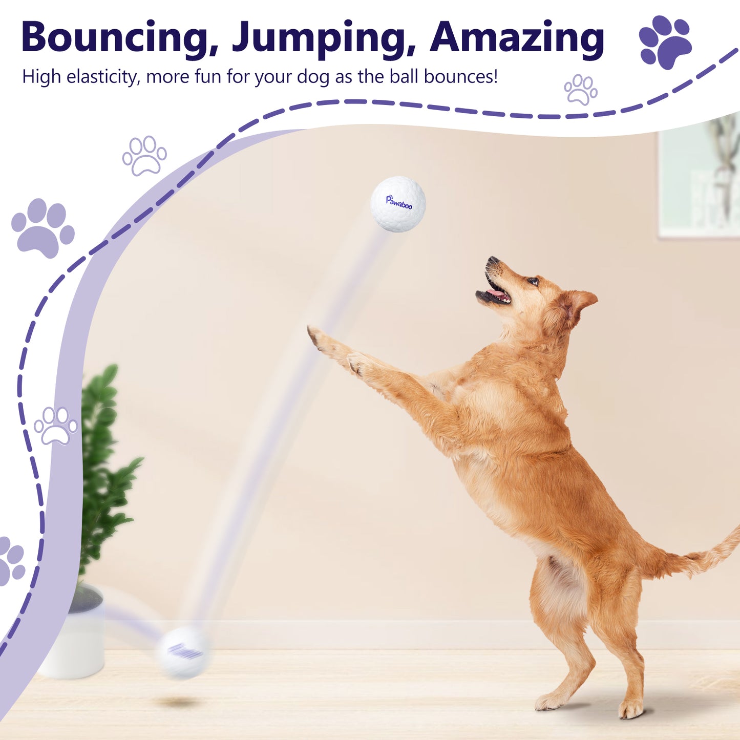 Pawaboo Dog Balls for Aggressive Chewers, Indestructible Teething Tennis Balls