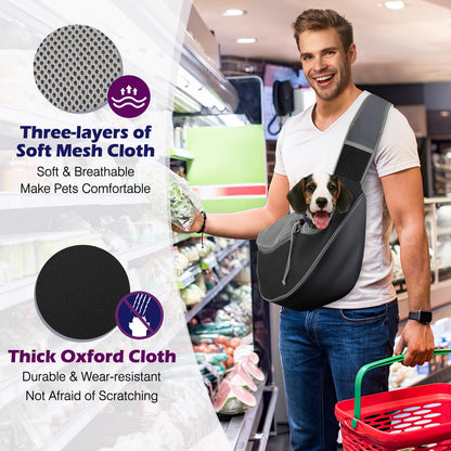Pawaboo Sling Carrier, Hands Free Mesh Crossbody Bag with Adjustable Strap & Pocket