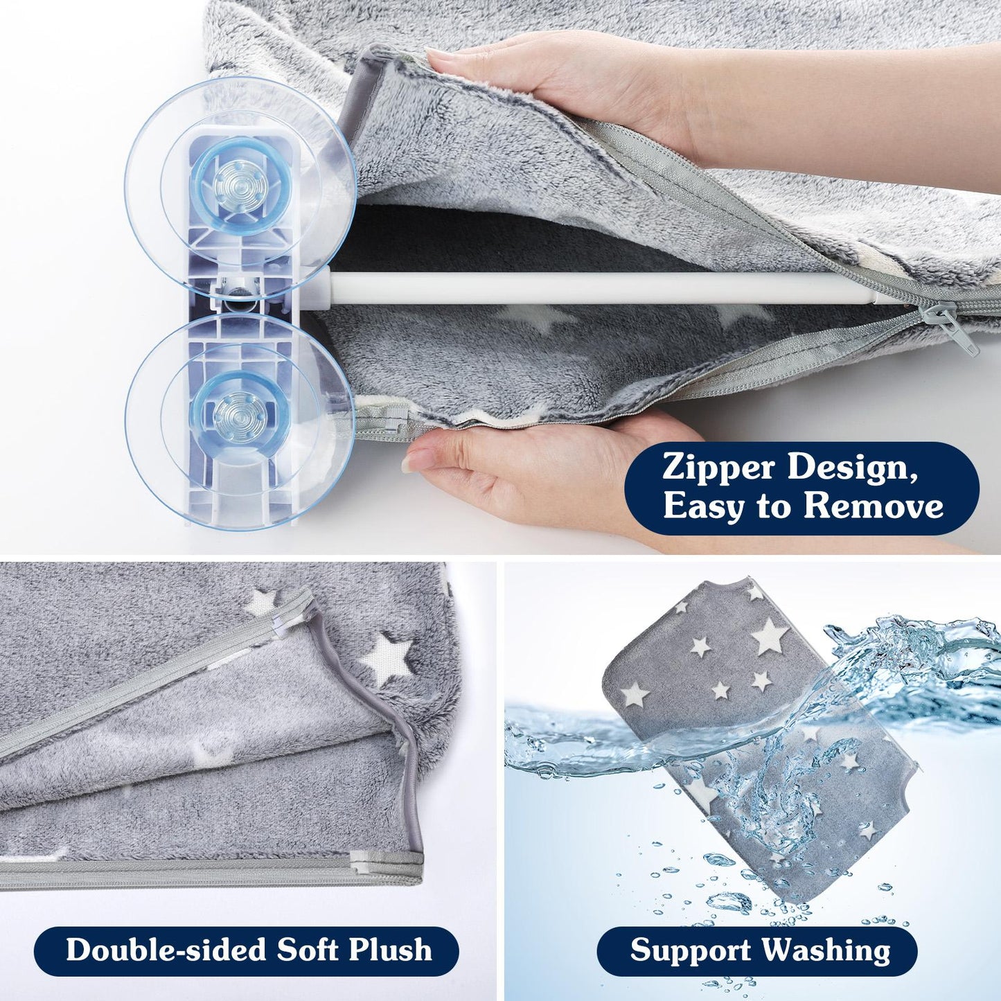 Cat Window Perch with Luminous Bed, Foldable Cats Hammock with Strong Suction Cups