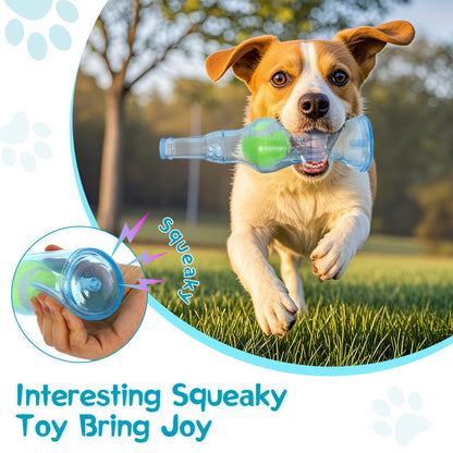 Pawaboo Blue Water Bottle with Tennis Ball & Squeaker, Durable Toy for Aggressive Chewers