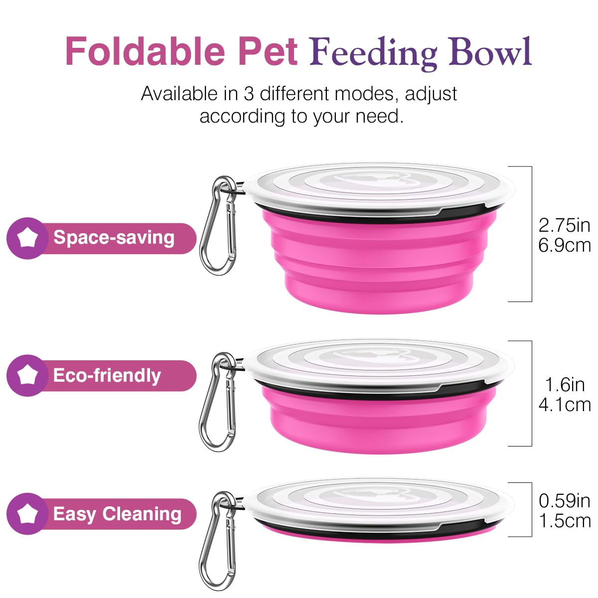 Pawaboo 2-Pack Collapsible Dog Bowls – Portable Silicone Food