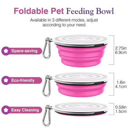 Pawaboo 2-Pack Collapsible Dog Bowls – Portable Silicone Food