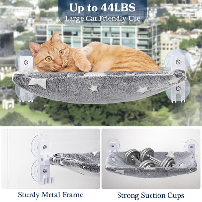 Cat Window Perch with Luminous Bed, Foldable Cats Hammock with Strong Suction Cups