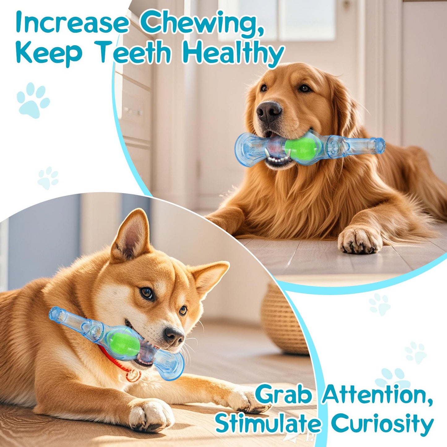Pawaboo Blue Water Bottle with Tennis Ball & Squeaker, Durable Toy for Aggressive Chewers