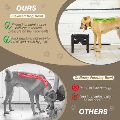 Elevated Slow Feeder Dog Bowls, Raised Dog Food Bowls with 3 Heights (6.1", 7.7", 9.3")