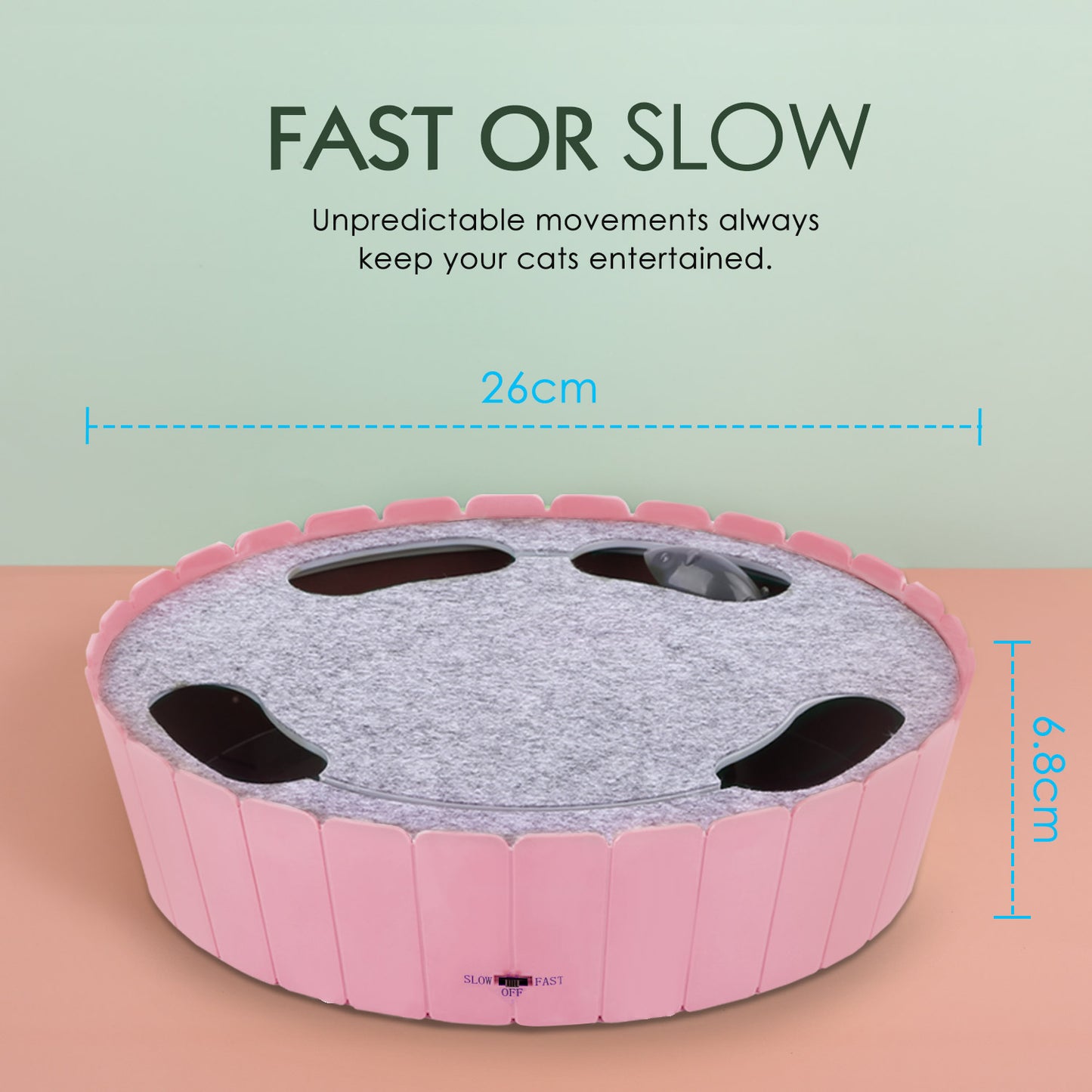 Pawaboo Automatic Hide-and-Seek Running Mouse with 2 Speed Modes, Safe & Durable