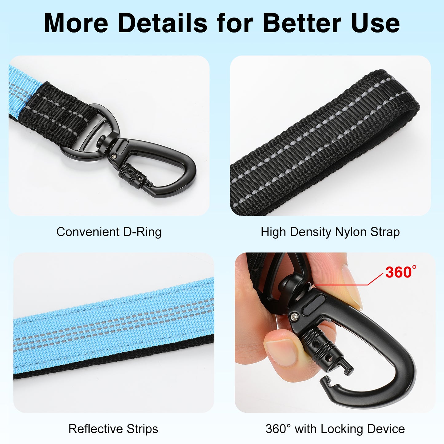 Pawaboo Hands-Free Dog Leash & Car Seatbelt Shockproof Bungee, Crossbody Design