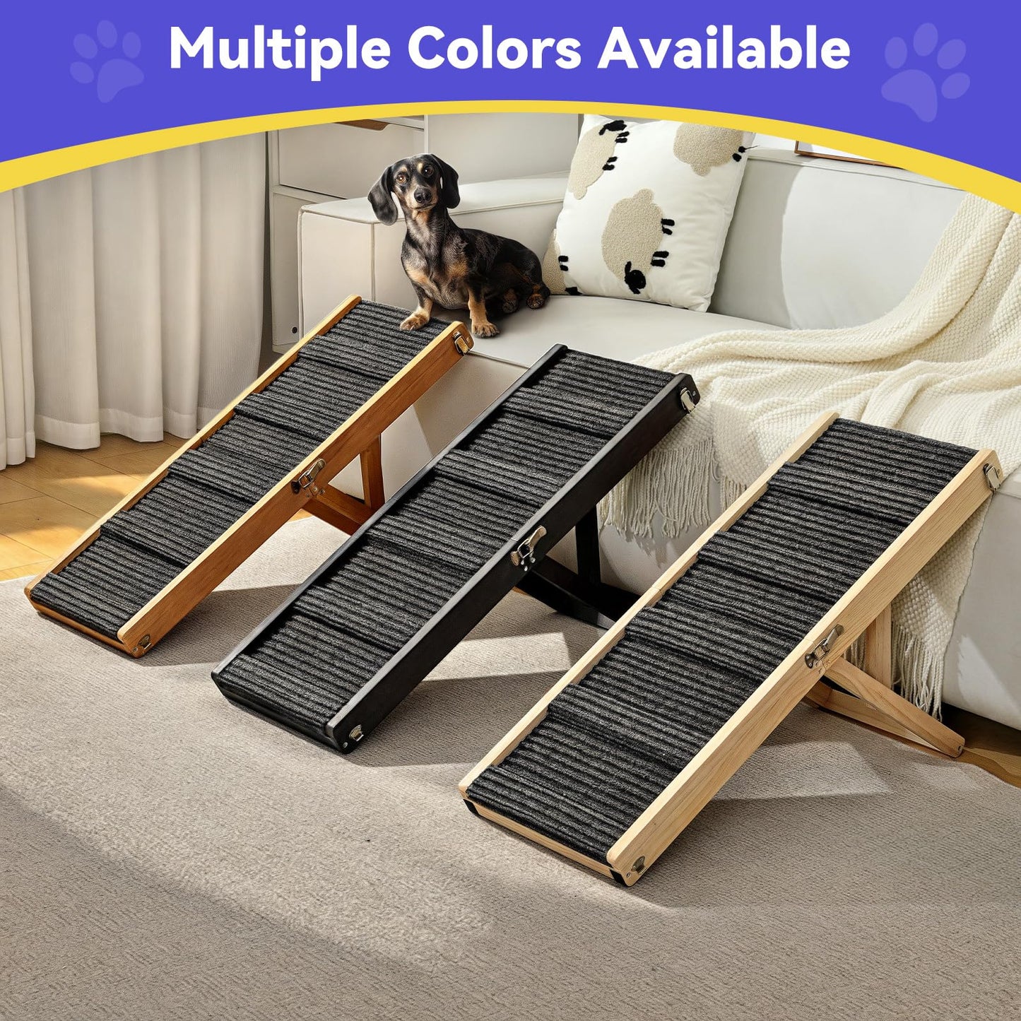 Dog Ramp for Couch & Bed, Foldable Pet Ramp with 4 Adjutable Nstable Heights (13"-21")