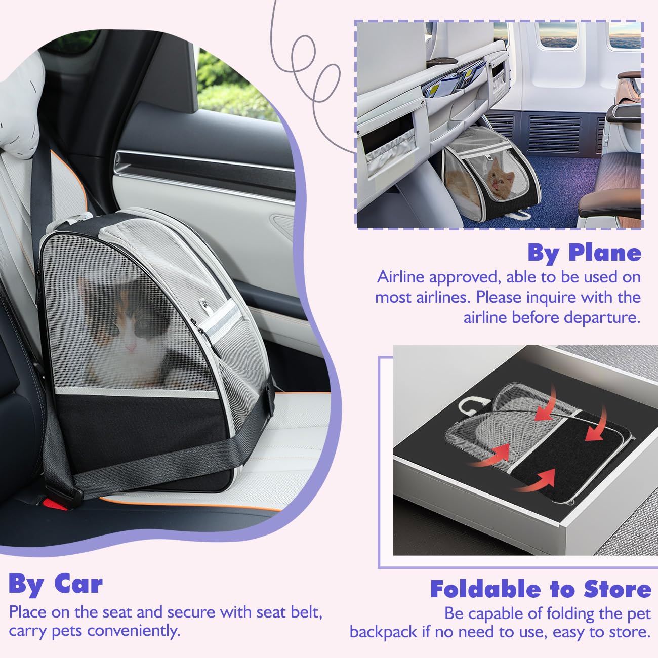 Pawaboo Cat Carrier Backpack, Pet Carrier Backpack for Kitties Small Dogs Puppies