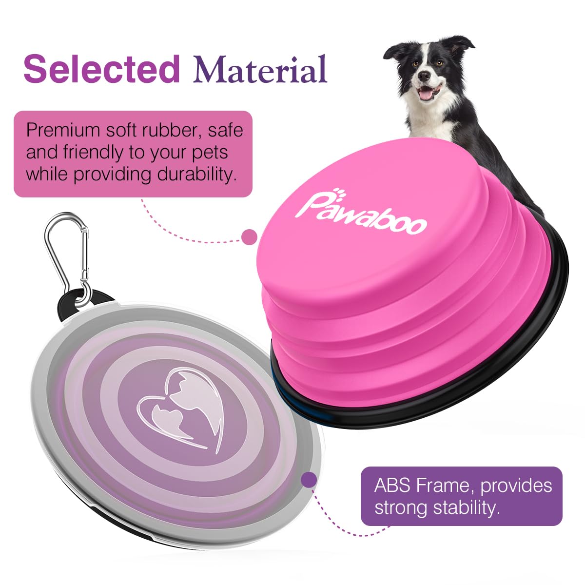 Pawaboo 2-Pack Collapsible Dog Bowls – Portable Silicone Food