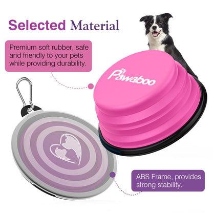 Pawaboo 2-Pack Collapsible Dog Bowls – Portable Silicone Food