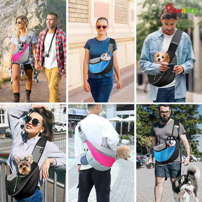 Pawaboo Sling Carrier, Hands Free Mesh Crossbody Bag with Adjustable Strap & Pocket